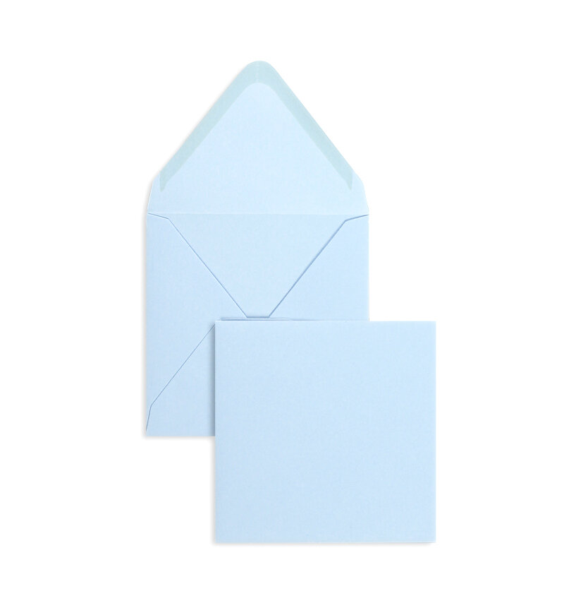 enveloppes colorées bleu (bleu tendre) 120 x 120 mm | 120 g/qm offset | sans fenêtre | fermeture gommée | rabat pointu | 100 pièces