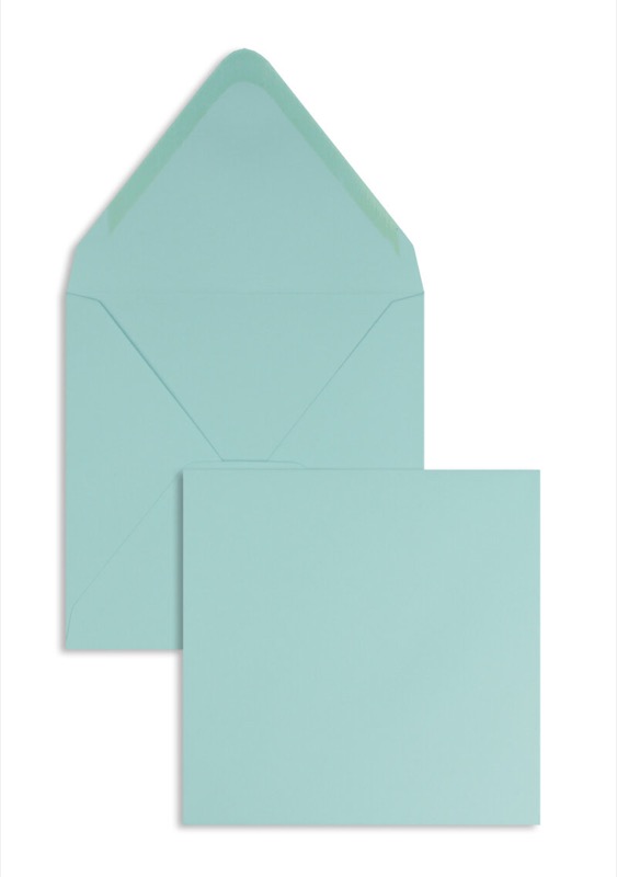 enveloppes colorées bleu (lagon) 120 x 120 mm | 120 g/m² offset | sans fenêtre | fermeture gommée | rabat pointu | 100 pièces