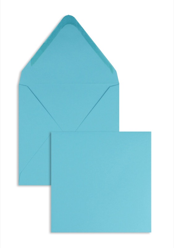 enveloppes colorées bleu (turquoise caraïbe) 120 x 120 mm | 120 g/m² offset | sans fenêtre | fermeture gommée | rabat pointu | 100 pièces