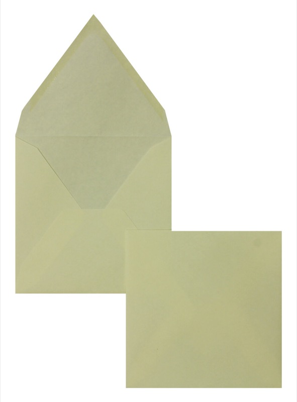 enveloppes colorées crème 120 x 120 mm | 120 g/m² velin | sans fenêtre | fermeture gommée | rabat pointu | 100 pièces
