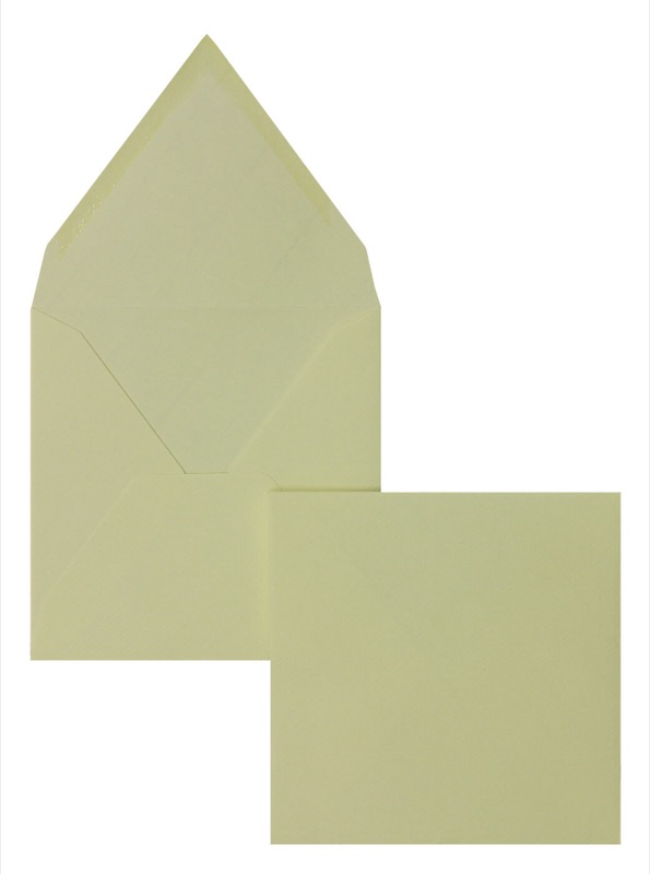 enveloppes colorées crème (blanc crème) 120 x 120 mm | 135 g/m² côtelé | sans fenêtre | fermeture gommée | rabat pointu | 100 pièces