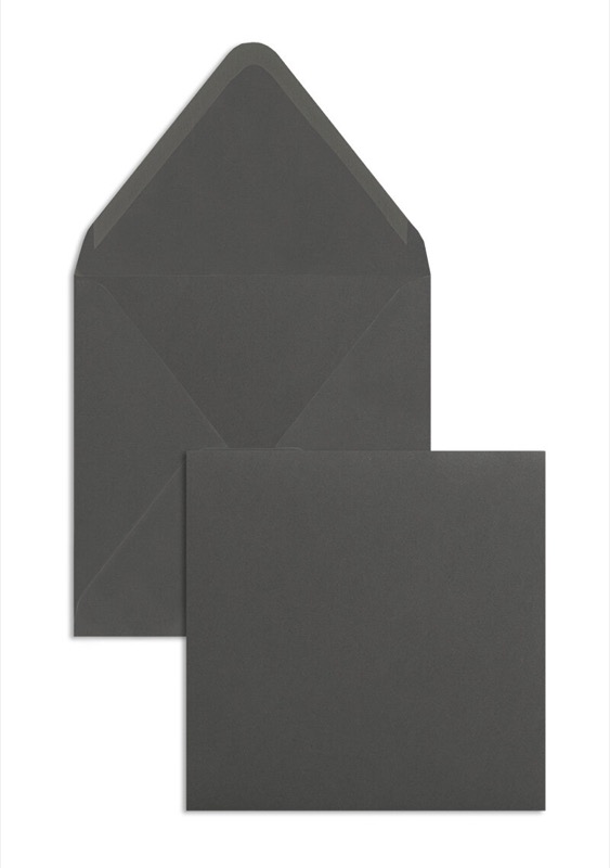 enveloppes colorées gris (gris foncé) 120 x 120 mm | 120 g/qm offset | sans fenêtre | fermeture gommée | rabat pointu | 100 pièces