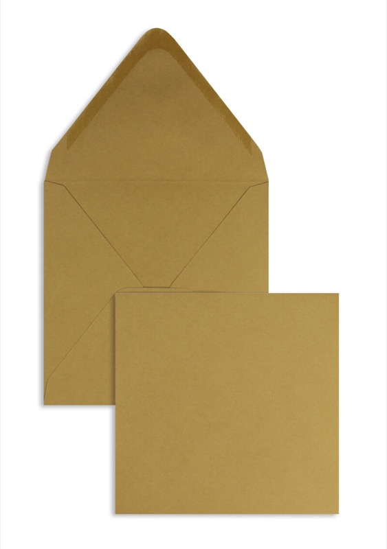 enveloppes colorées marron (marron cappuccino) 120 x 120 mm | 120 g/m² offset | sans fenêtre | fermeture gommée | rabat pointu | 100 pièces