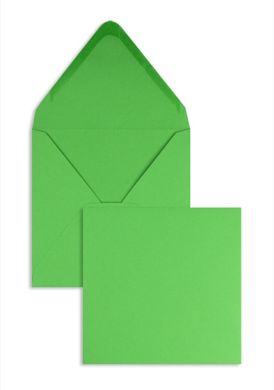 enveloppes colorées vert (émeraude) 120 x 120 mm | 120 g/m² offset | sans fenêtre | fermeture gommée | rabat pointu | 100 pièces