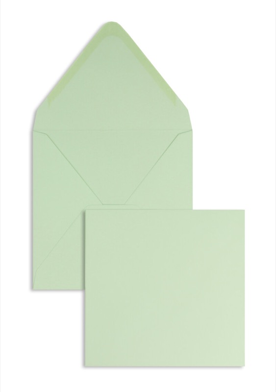 enveloppes colorées vert (menthe) 120 x 120 mm | 120 g/m² offset | sans fenêtre | fermeture gommée | rabat pointu | 100 pièces