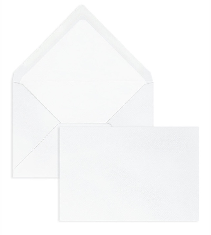 enveloppes blanc (blanc côtelé) 120 x 180 mm | 100 g/m² bord frangeux | sans fenêtre | fermeture gommée | rabat pointu | 100 pièces