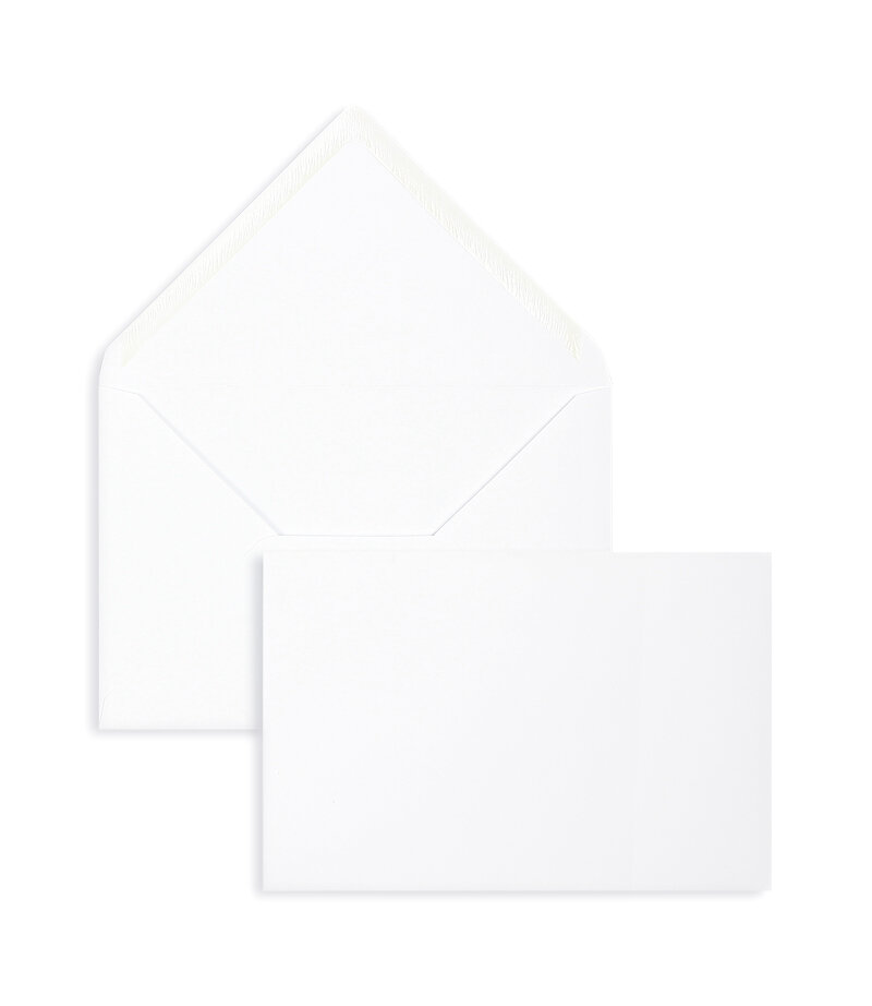 enveloppes blanc (blanc d'hiver) 120 x 180 mm | 120 g/m² lisse | sans fenêtre | fermeture gommée | rabat pointu | 100 pièces