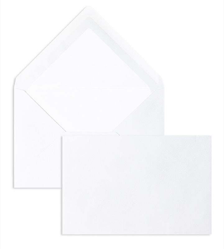 enveloppes blanc (blanc naturel) 120 x 180 mm | 100 g/m² côtelé | sans fenêtre | fermeture gommée | rabat pointu | 100 pièces