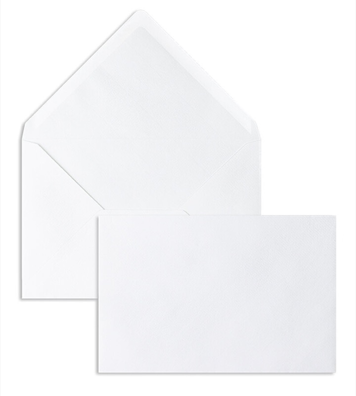 enveloppes blanc (blanc naturel) 120 x 180 mm | 100 g/m² côtelé | sans fenêtre | fermeture gommée | rabat pointu | 100 pièces