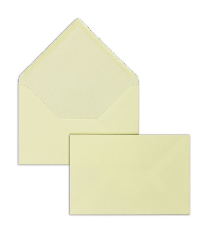 enveloppes colorées crème 120 x 180 mm | 120 g/m² bord frangeux | sans fenêtre | fermeture gommée | rabat pointu | 100 pièces