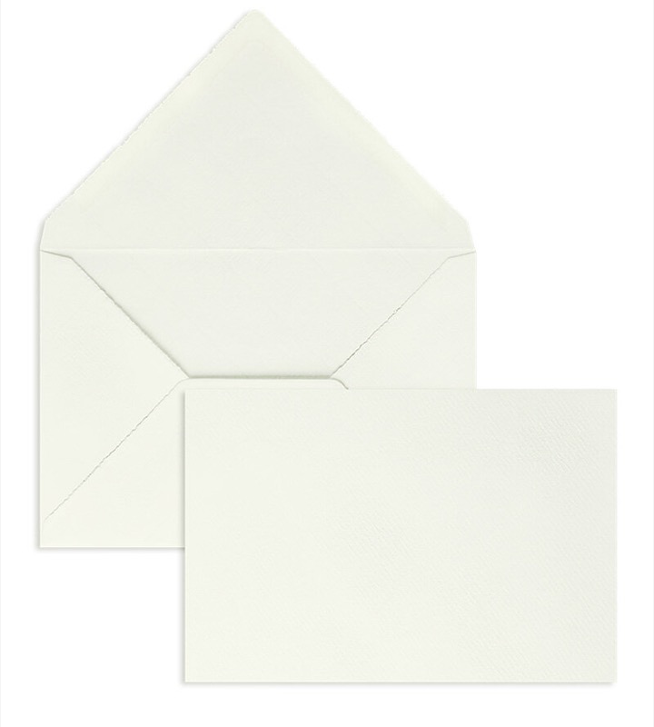 enveloppes colorées crème (crème côtelé) 120 x 180 mm | 135 g/m² bord frangeux | sans fenêtre | fermeture gommée | rabat pointu | 100 pièces