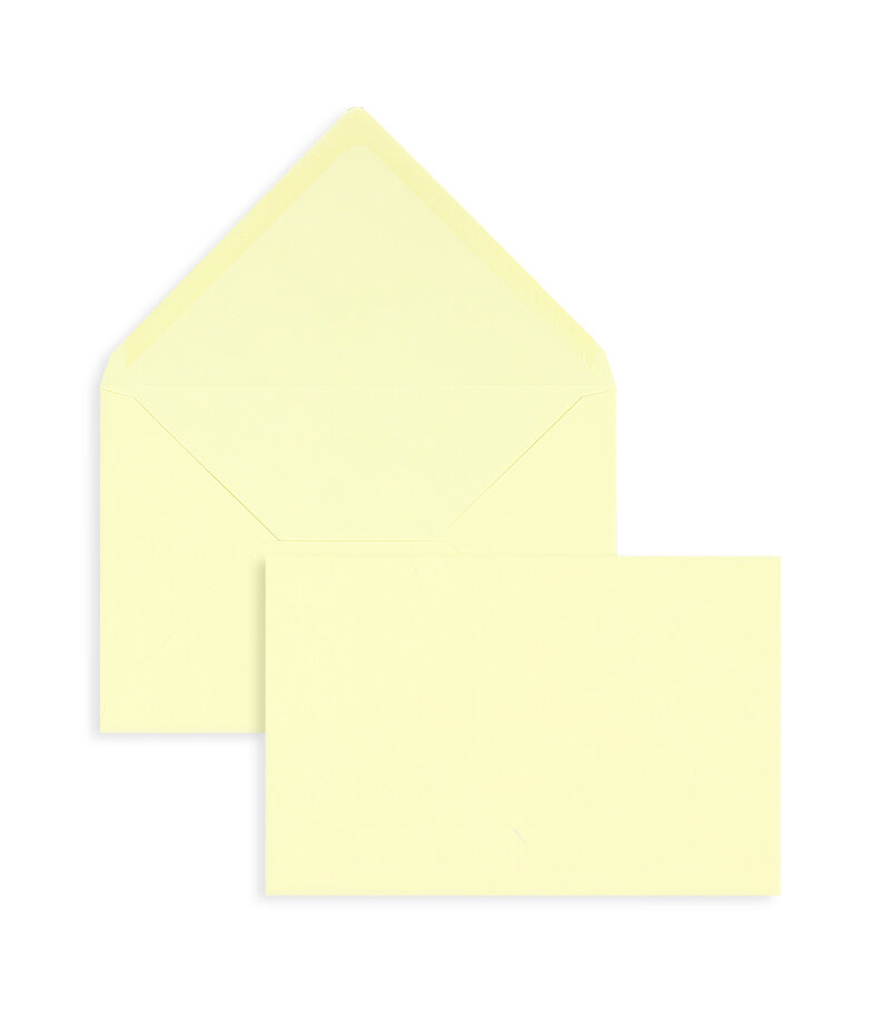 enveloppes colorées jaune (jaune pastel) 120 x 180 mm | 120 g/m² velin | sans fenêtre | fermeture gommée | rabat pointu | 100 pièces