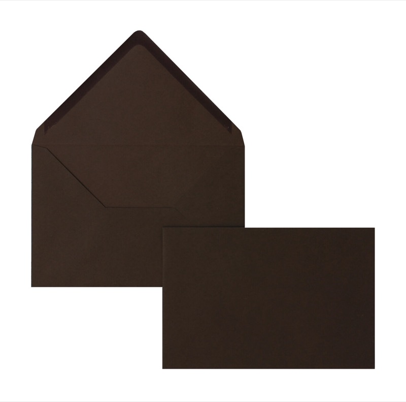 enveloppes colorées marron (marron foncé) 120 x 180 mm | 120 g/m² velin | sans fenêtre | fermeture gommée | rabat pointu | 100 pièces