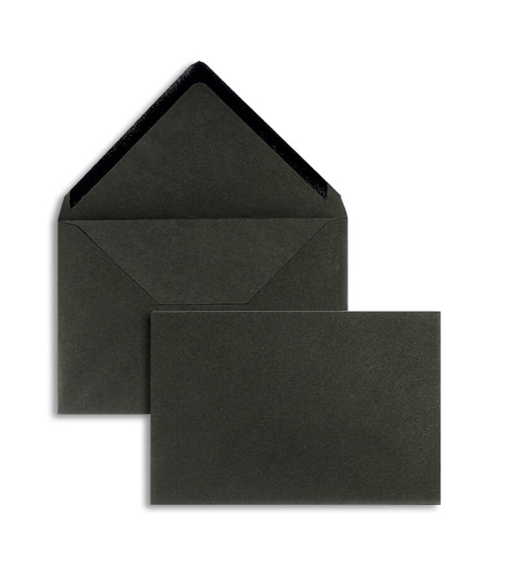 enveloppes colorées noir 120 x 180 mm | 120 g/m² velin | sans fenêtre | fermeture gommée | rabat pointu | 100 pièces