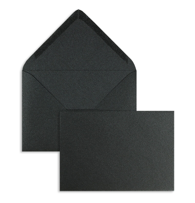 enveloppes colorées noir (noir glamoureux) 120 x 180 mm | 120 g/m² brillant | sans fenêtre | fermeture gommée | rabat pointu | 100 pièces