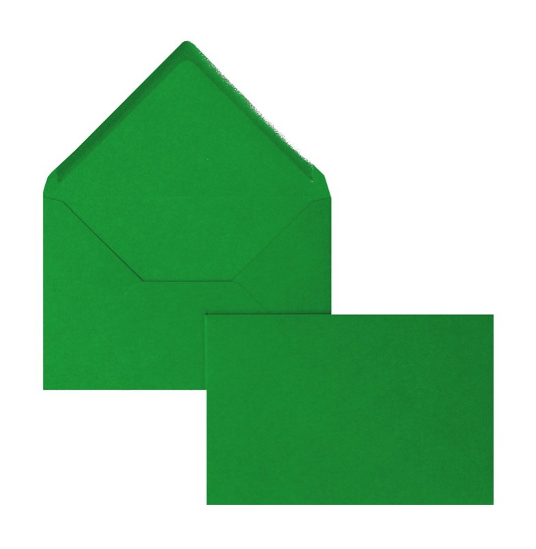enveloppes colorées vert (vert mousse) 120 x 180 mm | 120 g/m² velin | sans fenêtre | fermeture gommée | rabat pointu | 100 pièces