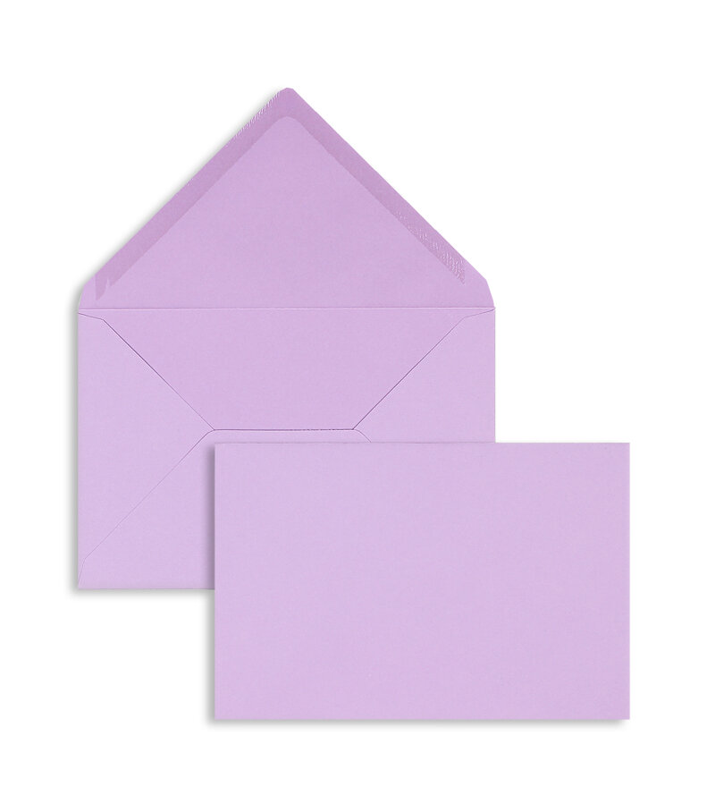 enveloppes colorées violet (lavande) 120 x 180 mm | 120 g/m² velin | sans fenêtre | fermeture gommée | rabat pointu | 100 pièces