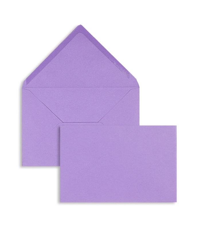 enveloppes colorées violet (lilas) 120 x 180 mm | 120 g/m² velin | sans fenêtre | fermeture gommée | rabat pointu | 100 pièces