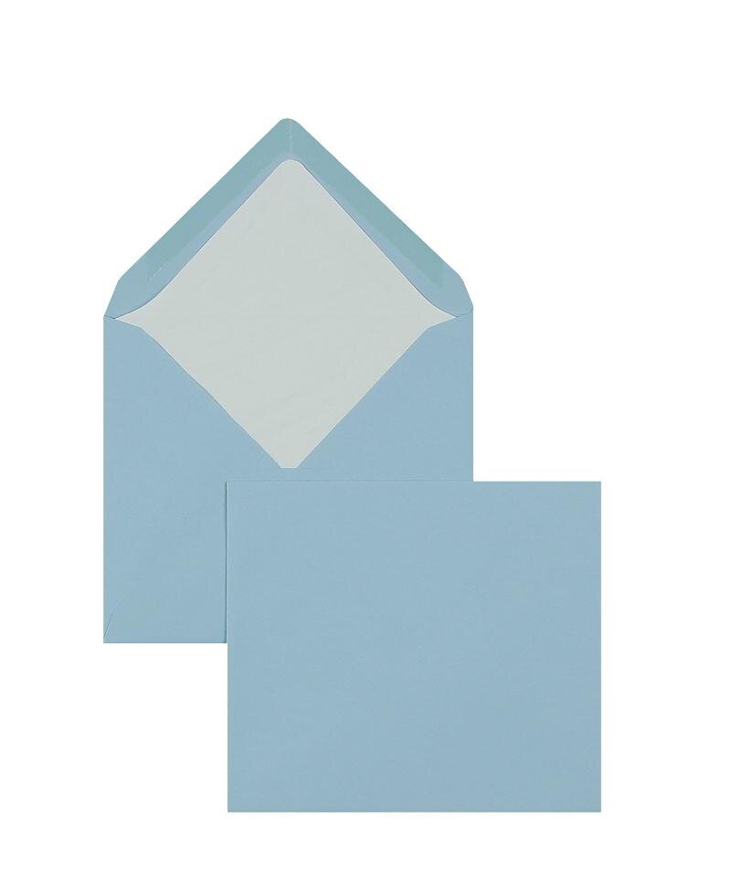 enveloppes colorées bleu (bleu délavé) 125 x 140 mm | 100 g/m² côtelé (paperado) | sans fenêtre | fermeture gommée | rabat pointu | 100 pièces
