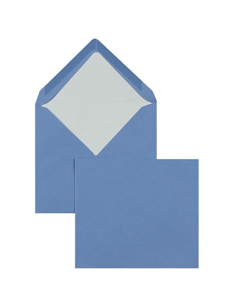 enveloppes colorées bleu (bleu foncé) 125 x 140 mm | 100 g/m² côtelé (paperado) | sans fenêtre | fermeture gommée | rabat pointu | 100 pièces
