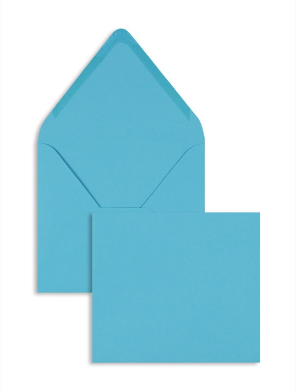 enveloppes colorées bleu (turquoise caraïbe) 125 x 140 mm | 120 g/m² offset | sans fenêtre | fermeture gommée | rabat pointu | 100 pièces