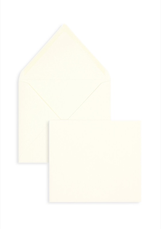 enveloppes colorées crème (blanc crème) 125 x 140 mm | 135 g/m² côtelé | sans fenêtre | fermeture gommée | rabat pointu | 100 pièces