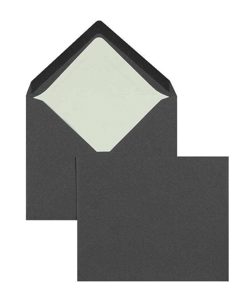 enveloppes colorées gris (ardoise) 125 x 140 mm | 100 g/m² côtelé (paperado) | sans fenêtre | fermeture gommée | rabat pointu | 100 pièces