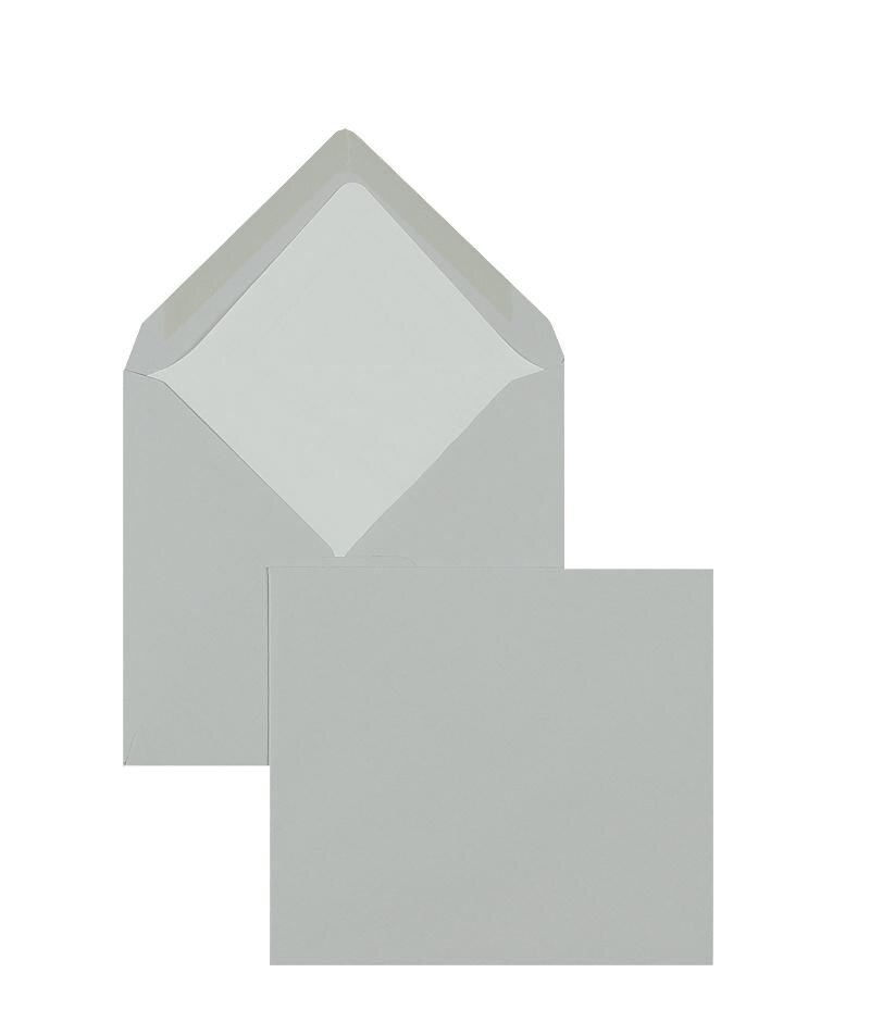 enveloppes colorées gris (gris glacé) 125 x 140 mm | 100 g/m² côtelé (paperado) | sans fenêtre | fermeture gommée | rabat pointu | 100 pièces