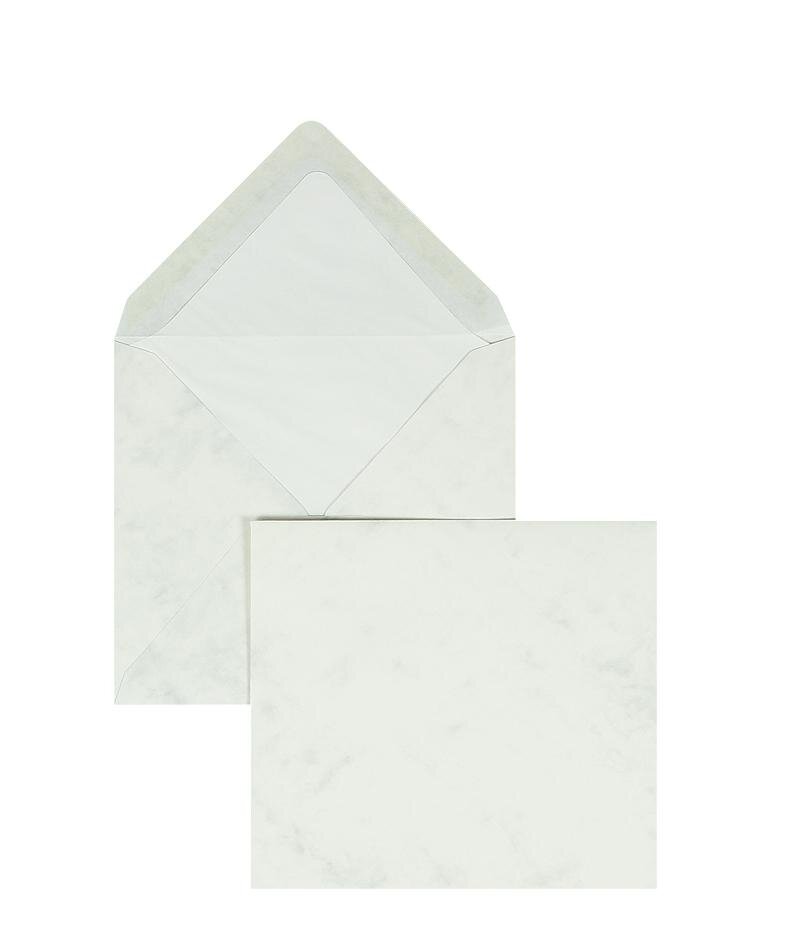 enveloppes colorées gris (gris marbré) 125 x 140 mm | 100 g/m² offset (paperado) | sans fenêtre | fermeture gommée | rabat pointu | 100 pièces