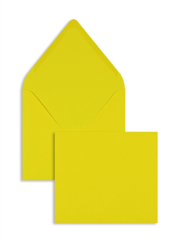 enveloppes colorées jaune (bouton d'or) 125 x 140 mm | 120 g/m² offset | sans fenêtre | fermeture gommée | rabat pointu | 100 pièces