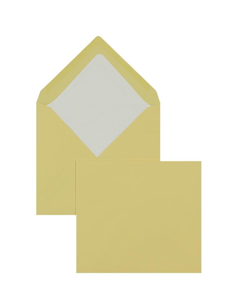 enveloppes colorées jaune (jaune melon) 125 x 140 mm | 100 g/m² côtelé (paperado) | sans fenêtre | fermeture gommée | rabat pointu | 100 pièces