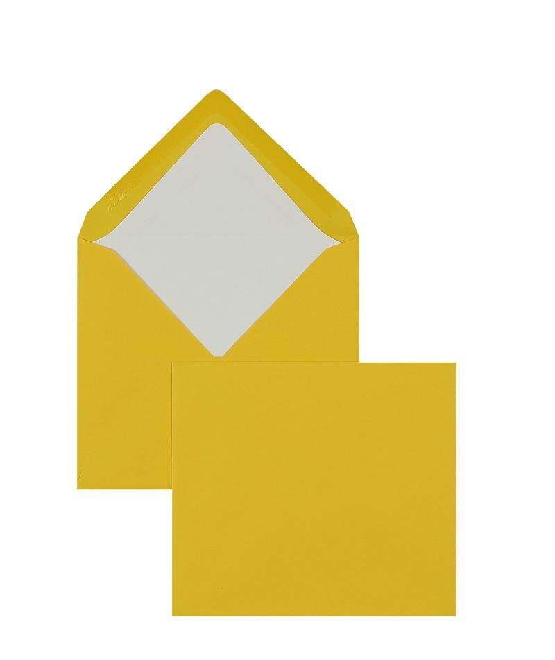 enveloppes colorées jaune (ocre jaune) 125 x 140 mm | 100 g/m² côtelé (paperado) | sans fenêtre | fermeture gommée | rabat pointu | 100 pièces