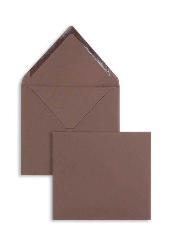 enveloppes colorées marron (marron foncé) 125 x 140 mm | 120 g/m² velin | sans fenêtre | fermeture gommée | rabat pointu | 100 pièces