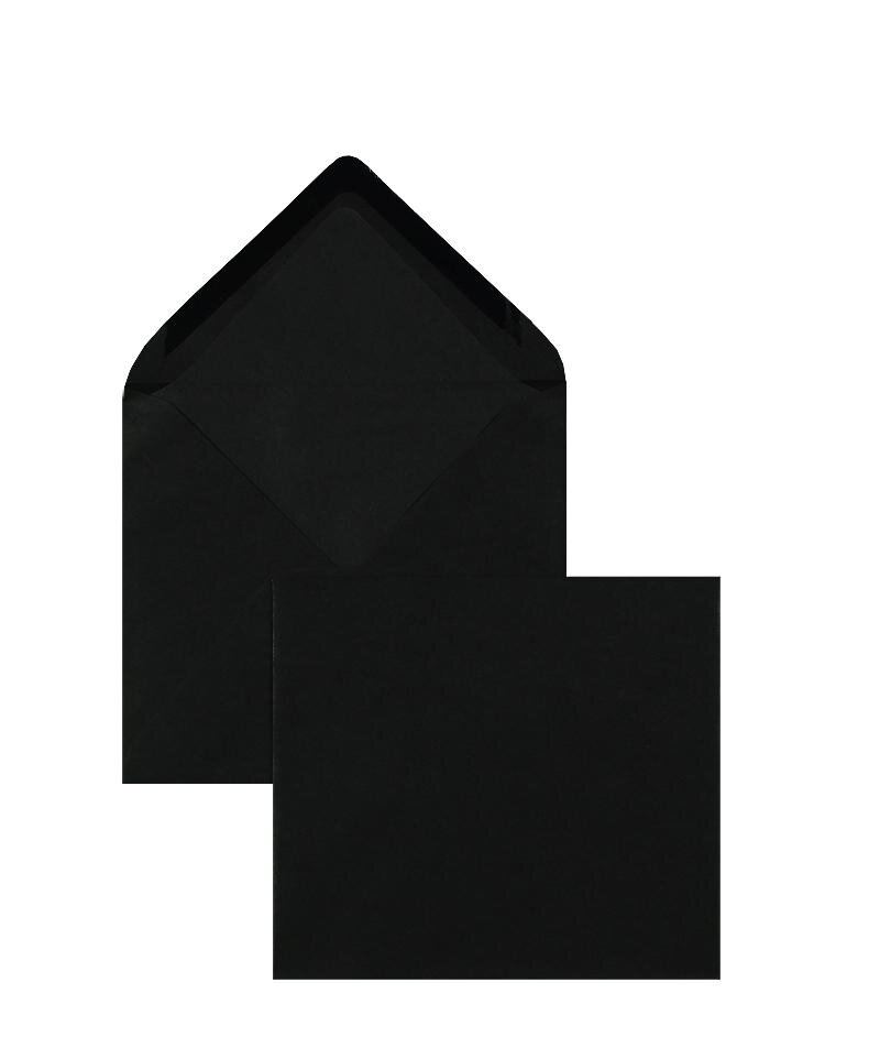 enveloppes colorées noir 125 x 140 mm | 100 g/m² mat (paperado) | sans fenêtre | fermeture gommée | rabat pointu | 100 pièces
