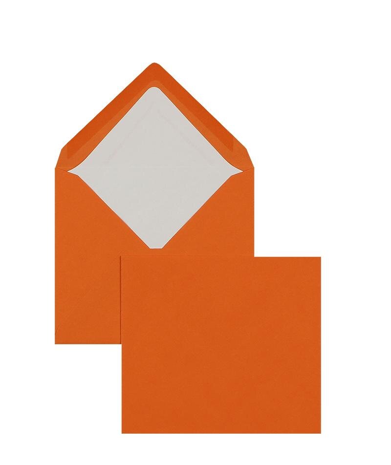 enveloppes colorées orange 125 x 140 mm | 100 g/m² côtelé (paperado) | sans fenêtre | fermeture gommée | rabat pointu | 100 pièces