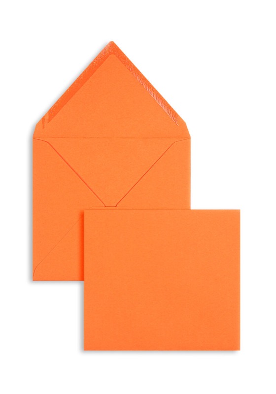 enveloppes colorées orange 125 x 140 mm | 120 g/m² velin | sans fenêtre | fermeture gommée | rabat pointu | 100 pièces