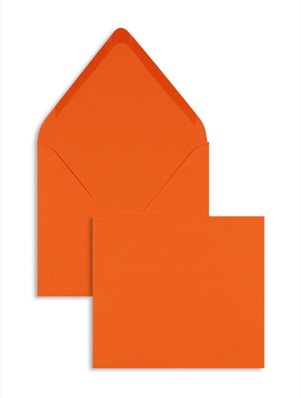 enveloppes colorées orange (nectarine) 125 x 140 mm | 120 g/m² offset | sans fenêtre | fermeture gommée | rabat pointu | 100 pièces