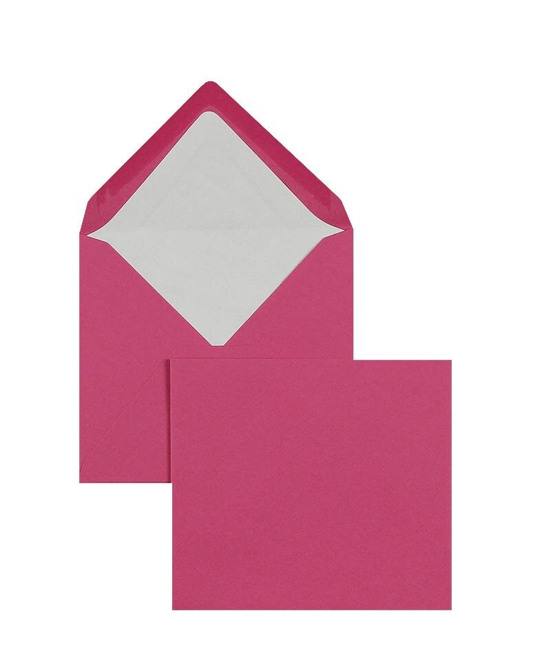 enveloppes colorées rose (rose fuchsia) 125 x 140 mm | 100 g/m² côtelé (paperado) | sans fenêtre | fermeture gommée | rabat pointu | 100 pièces