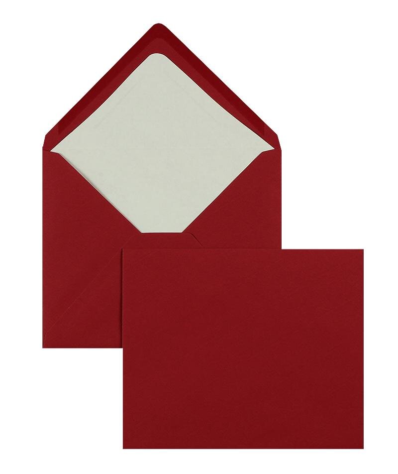 enveloppes colorées rouge 125 x 140 mm | 100 g/m² côtelé (paperado) | sans fenêtre | fermeture gommée | rabat pointu | 100 pièces