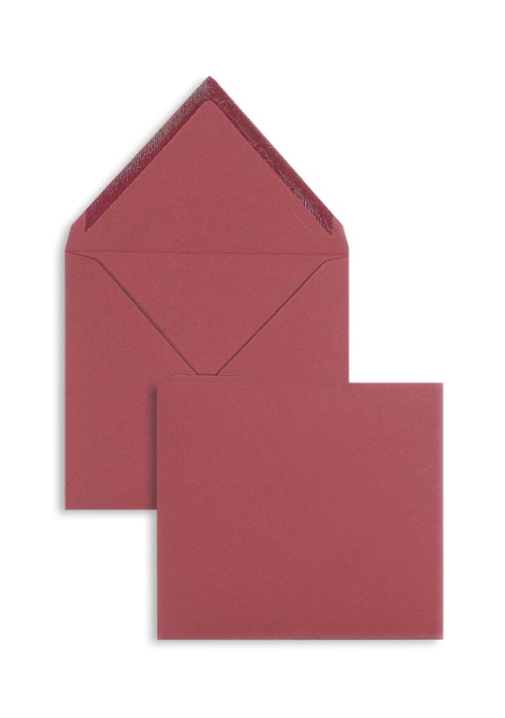enveloppes colorées rouge (bordeaux) 125 x 140 mm | 120 g/qm velin | sans fenêtre | fermeture gommée | rabat pointu | 100 pièces