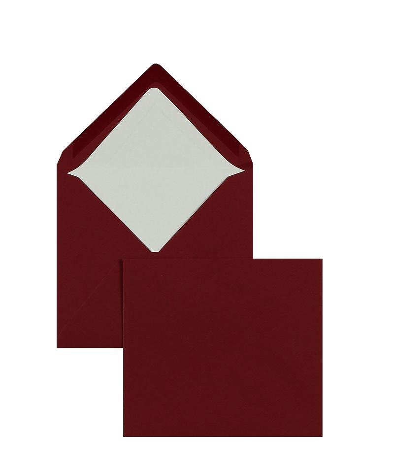 enveloppes colorées rouge (rosso) 125 x 140 mm | 100 g/m² côtelé (paperado) | sans fenêtre | fermeture gommée | rabat pointu | 100 pièces