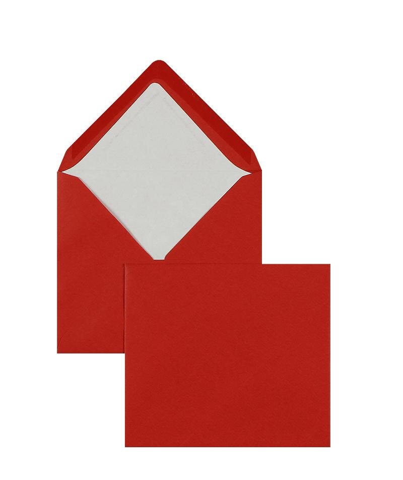 enveloppes colorées rouge (rouge tomate) 125 x 140 mm | 100 g/m² côtelé (paperado) | sans fenêtre | fermeture gommée | rabat pointu | 100 pièces