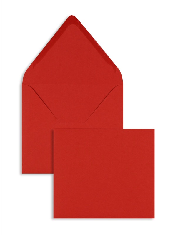 enveloppes colorées rouge (rubis) 125 x 140 mm | 120 g/m² offset | sans fenêtre | fermeture gommée | rabat pointu | 100 pièces
