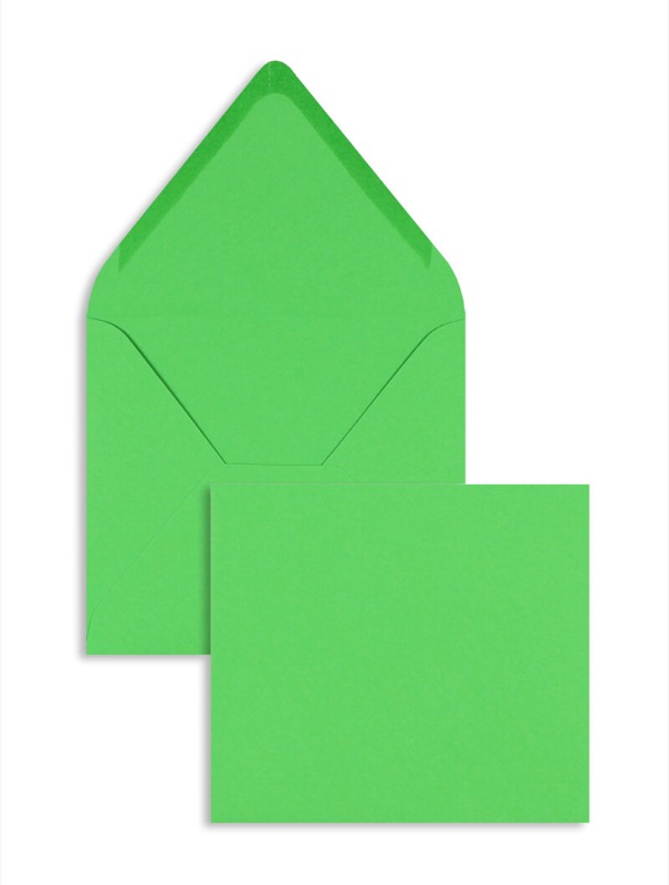 enveloppes colorées vert (émeraude) 125 x 140 mm | 120 g/m² offset | sans fenêtre | fermeture gommée | rabat pointu | 100 pièces