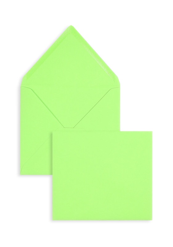 enveloppes colorées vert (vert clair) 125 x 140 mm | 120 g/m² velin | sans fenêtre | fermeture gommée | rabat pointu | 100 pièces