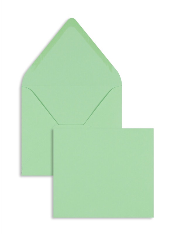enveloppes colorées vert (vert pistache) 125 x 140 mm | 120 g/m² offset | sans fenêtre | fermeture gommée | rabat pointu | 100 pièces