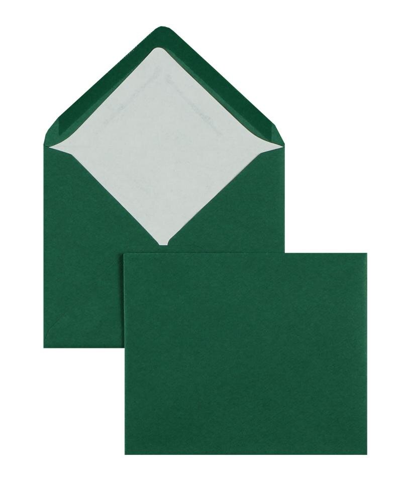 enveloppes colorées vert (vert sapin) 125 x 140 mm | 100 g/m² côtelé (paperado) | sans fenêtre | fermeture gommée | rabat pointu | 100 pièces