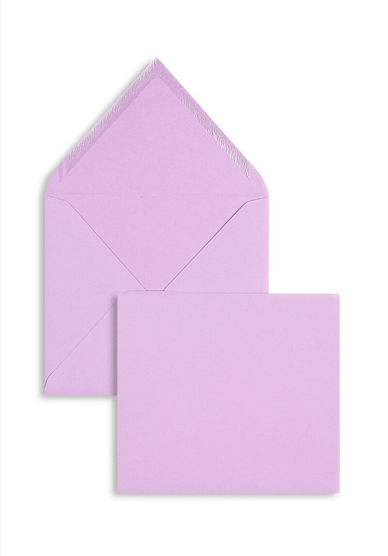 enveloppes colorées violet (lavande) 125 x 140 mm | 120 g/m² velin | sans fenêtre | fermeture gommée | rabat pointu | 100 pièces