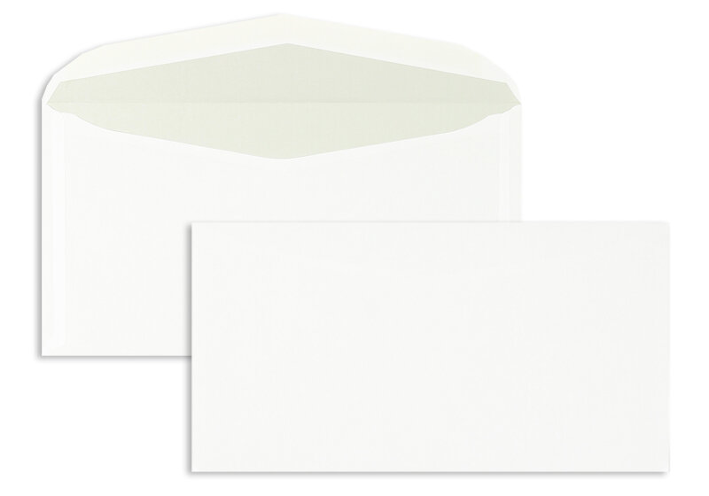 enveloppe de mise sous pli blanc 125 x 235 mm | 75 g/m² offset | sans fenêtre | fermeture gommée | rabat arrondi | 1000 pièces