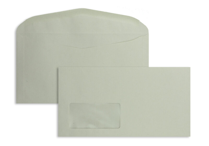 enveloppe de mise sous pli colorées gris 125 x 235 mm | 75 g/m² recycling | avec fenêtre | fermeture gommée | rabat arrondi | 1000 pièces